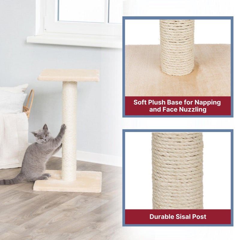 TRIXIE Espejo Cat Scratching Post 27.2 Inch - Cat Scratcher with Soft Fabric Covering Base and Durable Sisal Rope - with Resting Platform - in Beige - Image 4